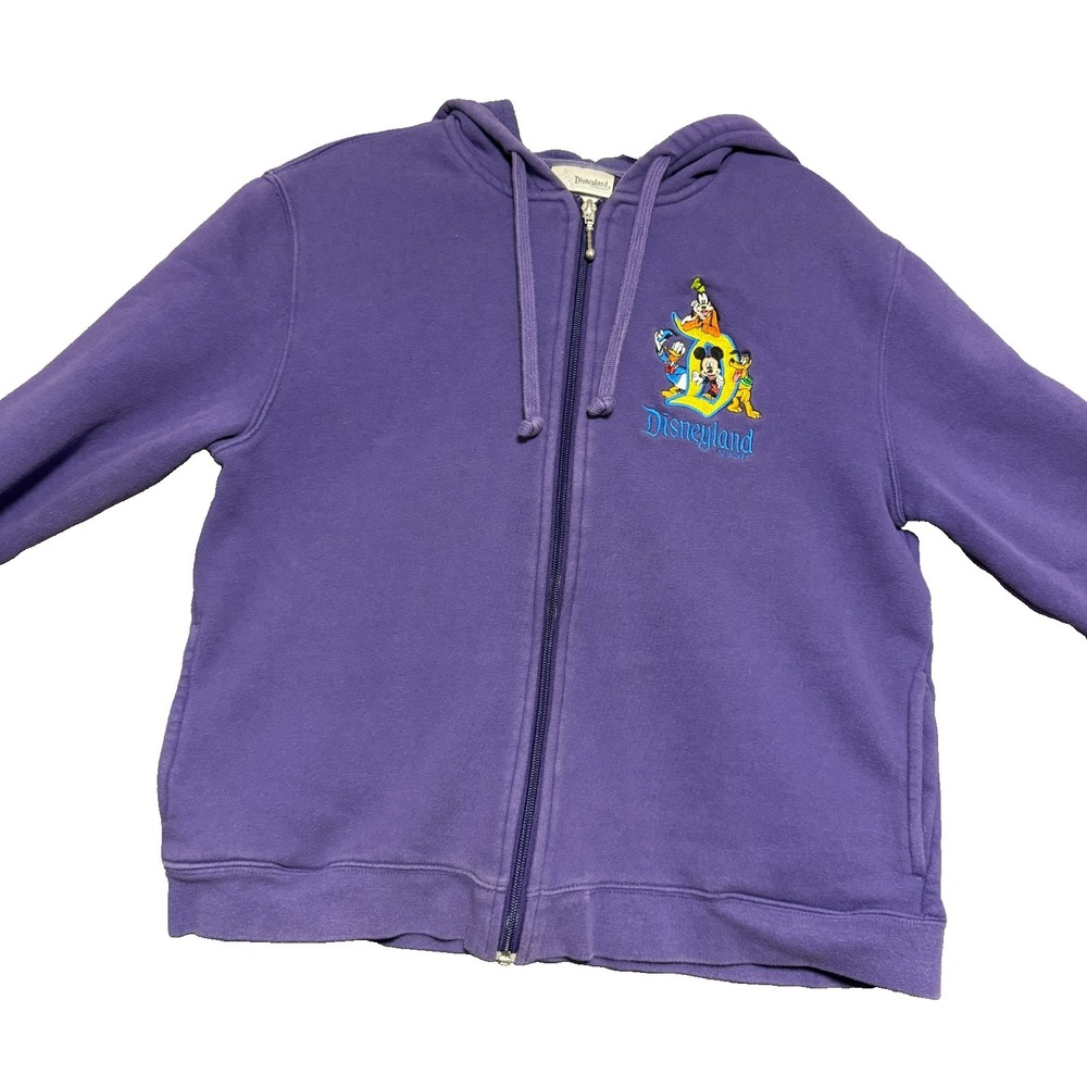 Vintage Disneyland Resort Purple Hoodie L Embroidered Mickey Donald Goofy Y2K